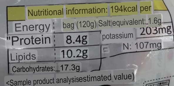 Nutritional information 