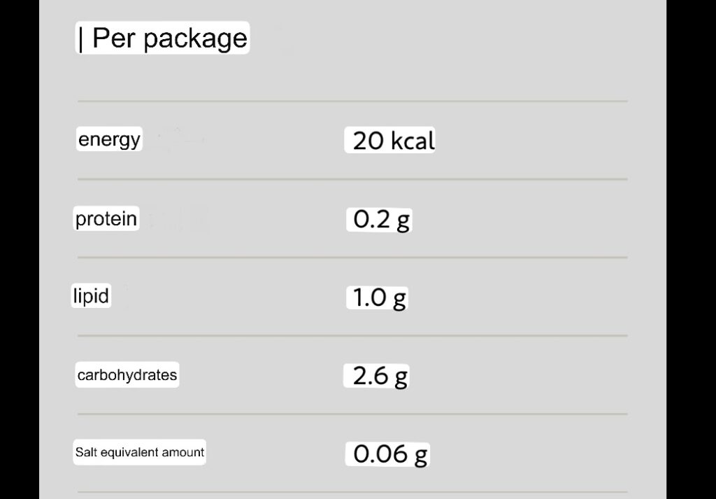 Nutritional information 