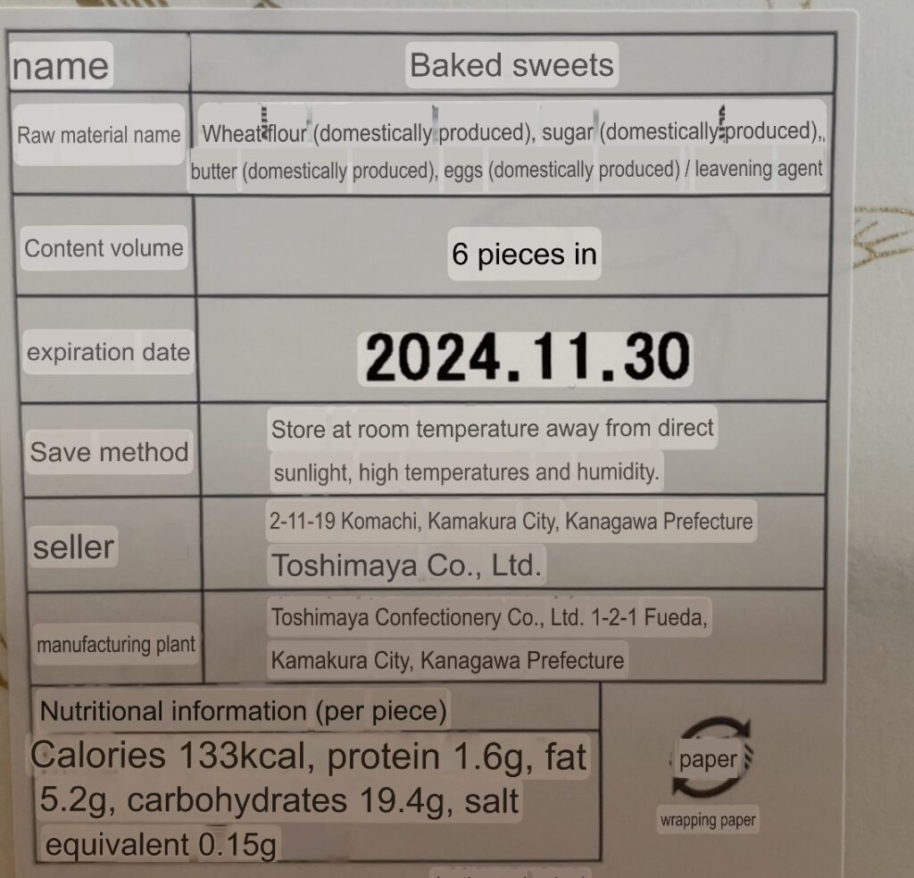 Ingredients and nutritional information 