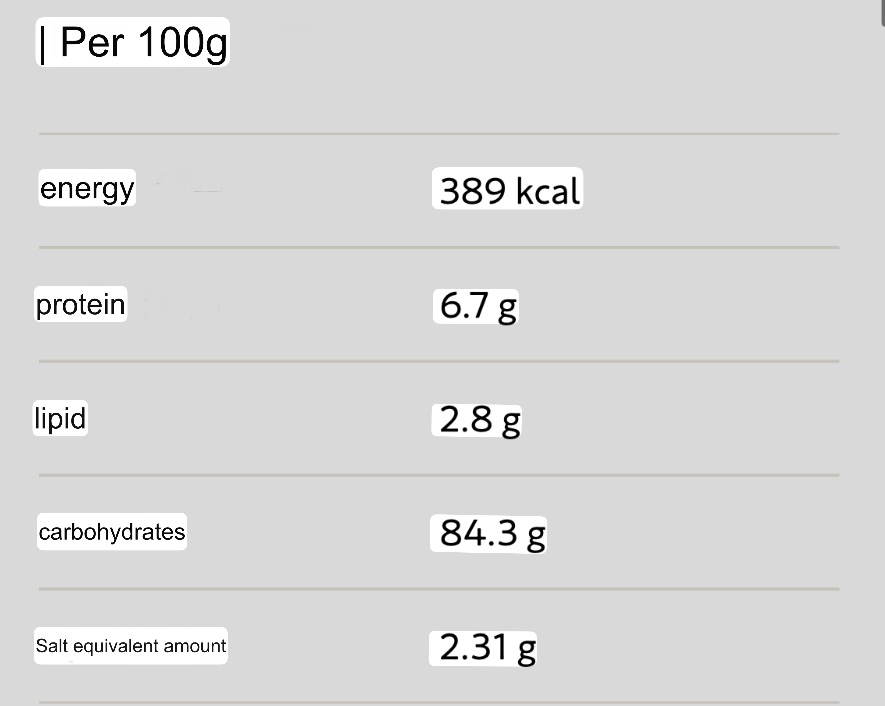 Nutritional information 